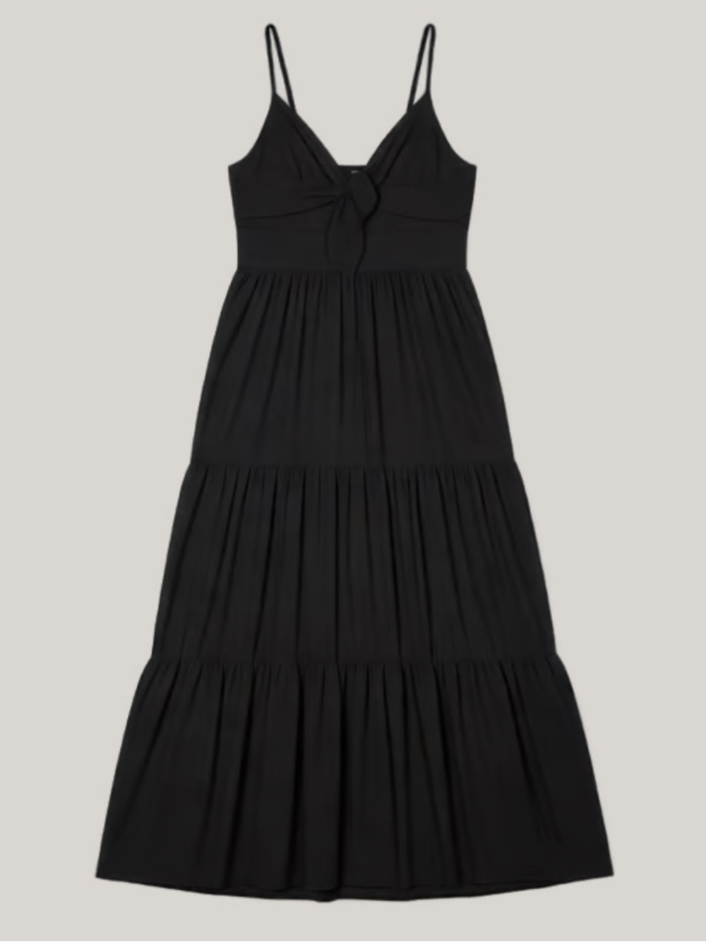 GAP Black Knot-Front Tiered Maxi Dress